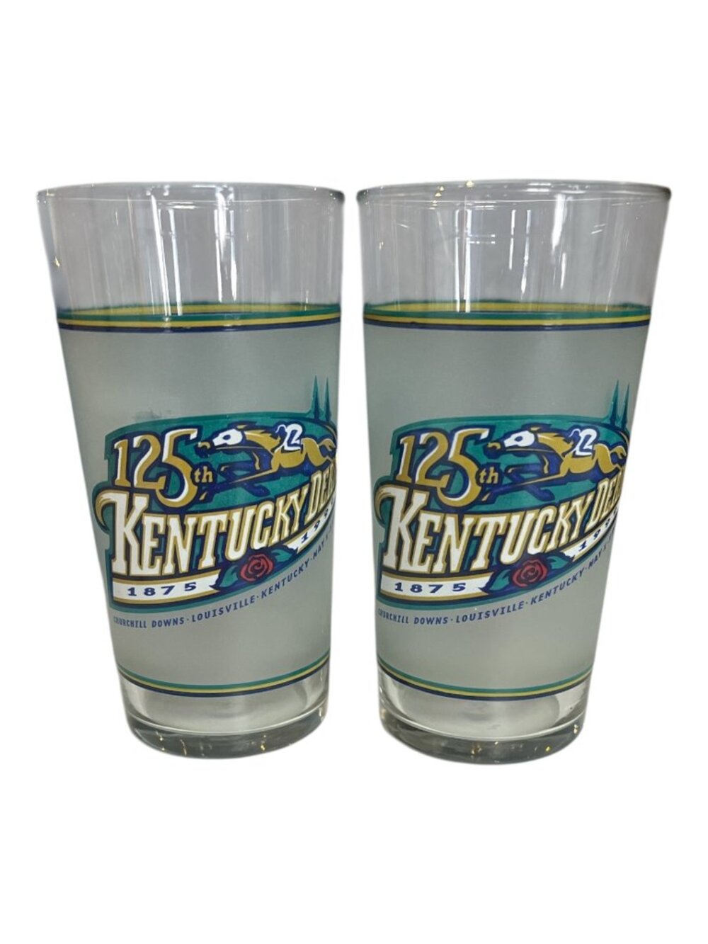 1999 Kentucky Derby 125th Anniversary Mint Julep Glasses Set of 2 Churchill Down